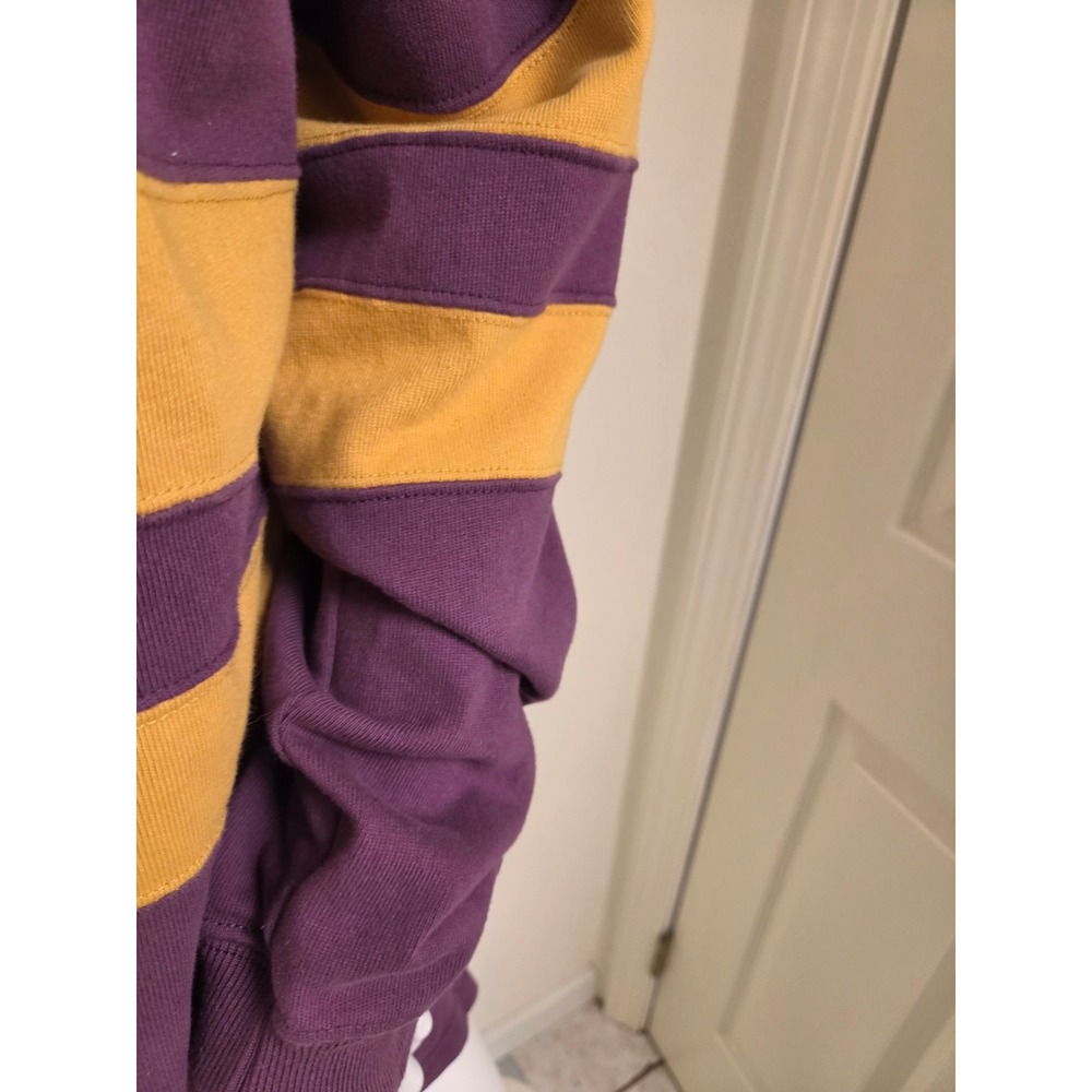 Abercrombie Rugby Cloth Shirt Mens Medium Purple Yellow Striped Long Sleeve Logo - Picture 9 of 13